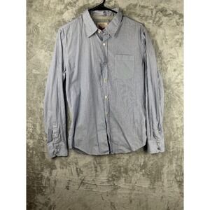 Heritage 1981 Mens Blue White Stripe Long Sleeve Button Down Shirt Small